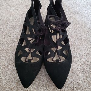 Black lace up flats
